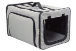Pet Life Capacious Dual-Expandable Wire Folding Lightweight Collapsible Travel Pet Dog Crate - Grey - X-Large