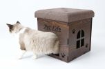 Pet Life Foldaway Collapsible Designer Cat House Furniture Bench - Dark Wood
