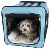 Pet Life Capacious Dual-Expandable Wire Folding Lightweight Collapsible Travel Pet Dog Crate - Blue - Medium