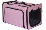 Pet Life Capacious Dual-Expandable Wire Folding Lightweight Collapsible Travel Pet Dog Crate - Pink - Medium