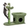 Fully Wrapped  2 In1 Cactus Cat Tree Condo With Dangling Ball  - Green - Pet Supplies