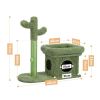 Fully Wrapped  2 In1 Cactus Cat Tree Condo With Dangling Ball  - Green - Pet Supplies