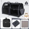 Double Compartment Pet Carrier with 2 Removable Hammocks - Black