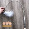 Aiwo Pet Fun Cat Stick Telescopic Feather Fishing Cat Stick Toy Bite Resistant Fairy Stick Long Rod Cat Toy - White Peach (Luxury Three Stage Style)
