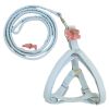 Cat leash cat chain walking cat leash pet chest strap knitted flowers leash cat pet supplies - sky blue - S