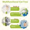 Indoor Cat Tower with Sisal Covered Scratching Posts - Green & Blue - Pet entertainment