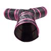 Pet Life 3-Way Kitting-Go-Seek Interactive Collapsible Passage Kitty Cat Tunnel - Pink/Black