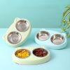 Dog Bowls Double Dog Water And Food Bowls Stainless Steel Bowls With Non-Slip Resin Station, Pet Feeder Bowls For Puppy Medium Dogs Cats - Green