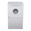 2-Tier Functional Wood Cat Washroom Litter Box Cover with Multiple Vents, a Round Entrance, Openable Door, White XH - White
