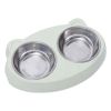 Pet Double Bowls, Stainless Steel Pet Food Bowl Water Bowl With No Spill Plastic Stand, Pet Feeding And Drinking Bowl For Indoor Cats And Dogs - Blue