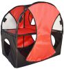 Pet Life Kitty-Play Obstacle Travel Collapsible Soft Folding Pet Cat House - Red, Black