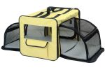 Pet Life Capacious Dual-Expandable Wire Folding Lightweight Collapsible Travel Pet Dog Crate - Khaki - Small