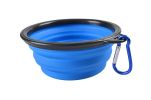 350ml/1000ml Large Collapsible Dog Pet Folding Silicone Bowl Outdoor Travel Portable Puppy Food Container Feeder Dish Bowl - Blue - 350ml