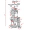 67'' Multi-Level Cat Tree Tower, Kitten Condo House with Scratching Posts, Kitty Play Activity Center, Gray XH - Grey