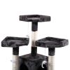 Multi-Level Cat Tree Tower House with Play Tunnel and Dangling Interactive Toy, Grey With Paw print XH - Grey with Paw Prints