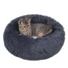 Pet Ultra Soft Long Plush Round Bed - Dark Gray