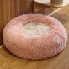 Pet Ultra Soft Long Plush Round Bed - Pink