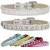 Super Shining Diamond Rhinestone Cat Collar Puppy Baby Dog Cat Collar Leather Strap Kitten Accessories Adjustable Puppy Collar - blue - 35cm