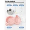 Pet Cat Bowl Stainless Steel Multifunctional Dog Cat Bowl With Water Bottle Drinking Water Feeding Bear Bowl gatos - Blue