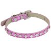 Super Shining Diamond Rhinestone Cat Collar Puppy Baby Dog Cat Collar Leather Strap Kitten Accessories Adjustable Puppy Collar - rose red - 25cm