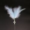 1Pc Cat Interactive Toy Stick Feather Wand with Small Bell Toys Plastic Artificial Colorful Cat Teaser Toy Supplies - blue