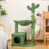 Indoor with Large House Natural Sisal Rope Cactus Cat Tree Condo - Green - Pet entertainment