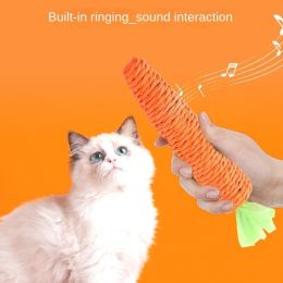 Pet cat toys nibbling toys cute paper rope carrot toys with built-in bells - 2pcs Small radish