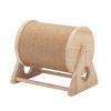 Wooden Cat Scratching Post, 360-Degree Rotating Cat Scratcher Toy with Bells for Indoor Cats and Kittens, Natural - Natural