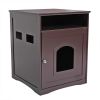 Cat's Wooden House Indoor Feline Condo Toilet Litter Box Hideaway Beside Table Nightstand XH - brown
