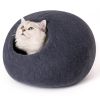 Cat Cave Bed -Handmade Wool Cat Bed Cave with Mouse Toy - as Pic