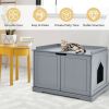 Cat Litter Box Enclosure with Double Doors for Large Cat and Kitty - Gray
