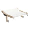 Cat Window Perch for Indoor Cats, Plush Cat Hammock, Window Seat Bed Shelf No Drilling No Suction Cup, Wood - Natural + White