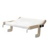 Cat Window Perch for Indoor Cats, Plush Cat Hammock, Window Seat Bed Shelf No Drilling No Suction Cup, Wood - Natural + White