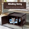Cat Litter Box Enclosure with Double Doors for Large Cat and Kitty - Brown