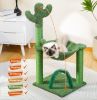 Indoor with Large House Natural Sisal Rope Cactus Cat Tree Condo - Green A - Pet entertainment