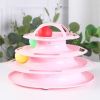 Qsezeny 4 Levels Pet Cat Toy Training Amusement Plate Kitten Tower Tracks Disc Cat Intelligence Amusement Triple Disc tumbler - pink - Four-tier