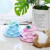 Qsezeny 4 Levels Pet Cat Toy Training Amusement Plate Kitten Tower Tracks Disc Cat Intelligence Amusement Triple Disc tumbler - pink - Four-tier
