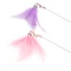 1Pc Cat Interactive Toy Stick Feather Wand with Small Bell Toys Plastic Artificial Colorful Cat Teaser Toy Supplies - pink