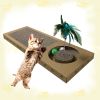 Resting Lounge Pad Cat Scratcher with Toy Ball Rolling in Hole Made of Eco Friendly Recyclable Cardboard Material - cardboard
