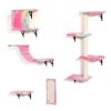Wall-mounted Cat Tree, 5 Pcs Cat Tower for Kittens, Colorful - As Picture