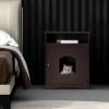 Cat's Wooden House Indoor Feline Condo Toilet Litter Box Hideaway Beside Table Nightstand XH - brown