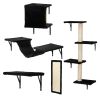 5 Pcs Wall Mounted Cat Climber Set;  Floating Cat Shelves and Perches;  Cat Activity Tree with Scratching Posts;  Modern Cat Furniture - Black