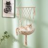 MewooFun Cat Hammock Macrame Hanging Swing Cat Bed Basket with Cotton Mat Indoor - WP093