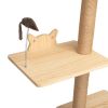 Wall-Mounted Cat Scratching Pad for Small to Large Cat, Indoor Wood Cat Tree with Hammock, Cat Scratcher Perch - as Pic