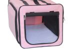 Pet Life Capacious Dual-Expandable Wire Folding Lightweight Collapsible Travel Pet Dog Crate - Pink - X-Small