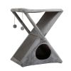 Folding Cat Tower Tree, 2-Tier Pet House with Scratching Pad, Cat Nest Hammock for Small to Middle Kitten - Gray XH - Grey
