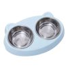Pet Double Bowls, Stainless Steel Pet Food Bowl Water Bowl With No Spill Plastic Stand, Pet Feeding And Drinking Bowl For Indoor Cats And Dogs - Green