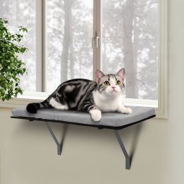 Cat Perch Window Mounted Shelf Bed with Velvet Cushion for Rest, Black Gray XH - Gray Cushion