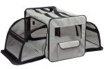 Pet Life Capacious Dual-Expandable Wire Folding Lightweight Collapsible Travel Pet Dog Crate - Grey - X-Large