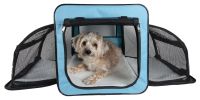 Pet Life Capacious Dual-Expandable Wire Folding Lightweight Collapsible Travel Pet Dog Crate - Blue - X-Small